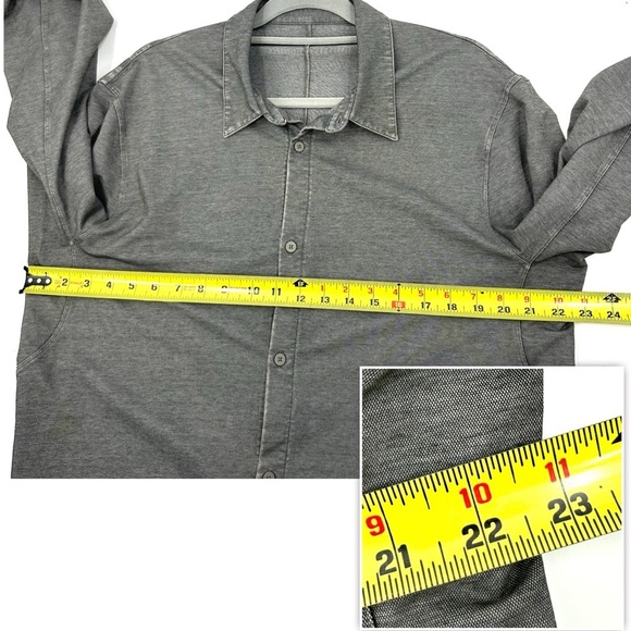 Lululemon Mens Commission Long Sleeve Shirt Size L Button Up Gray Button Down - Picture 5 of 7